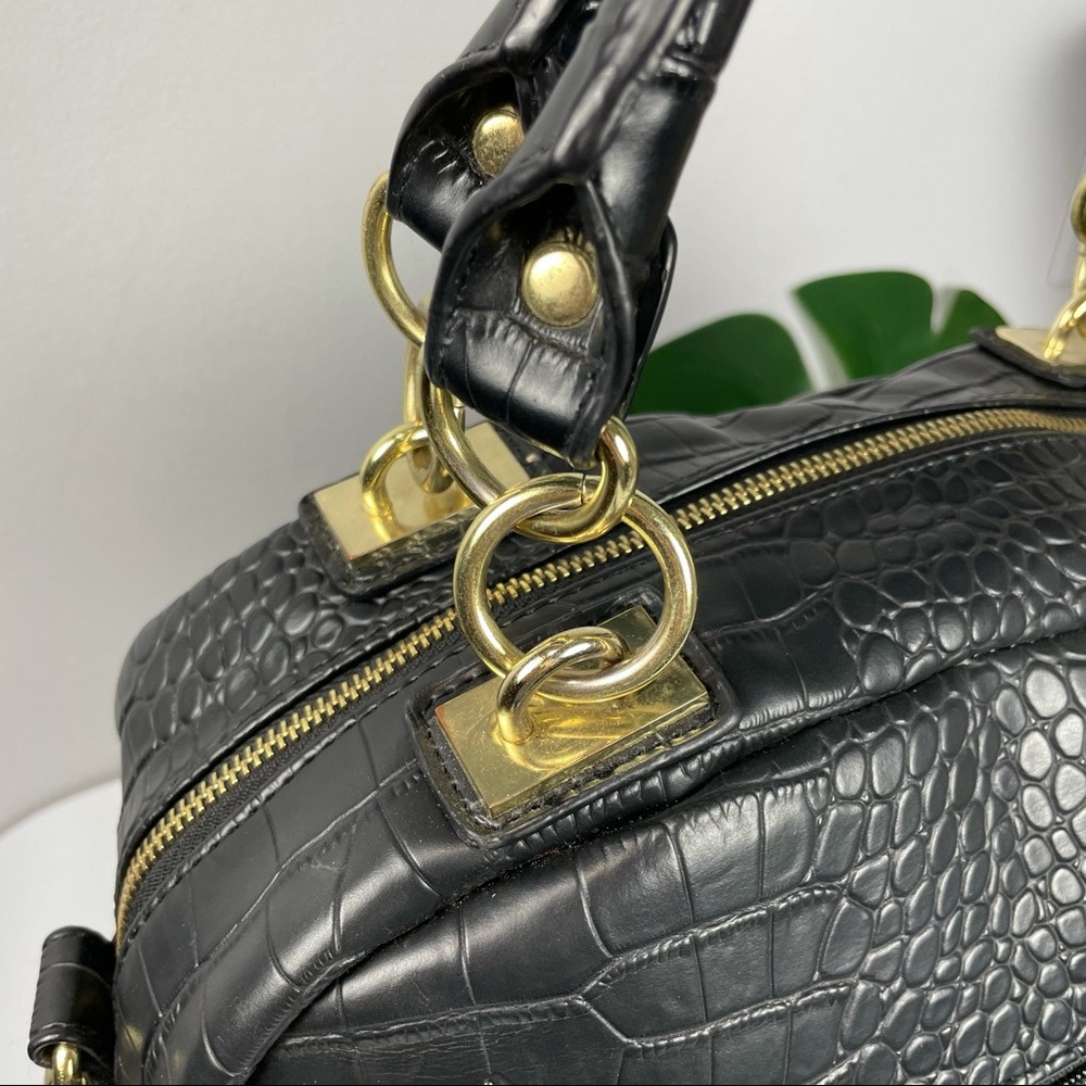 (((SOLD)))Olivia + Joy black faux aligator leather satchel - Picture 8 of 16